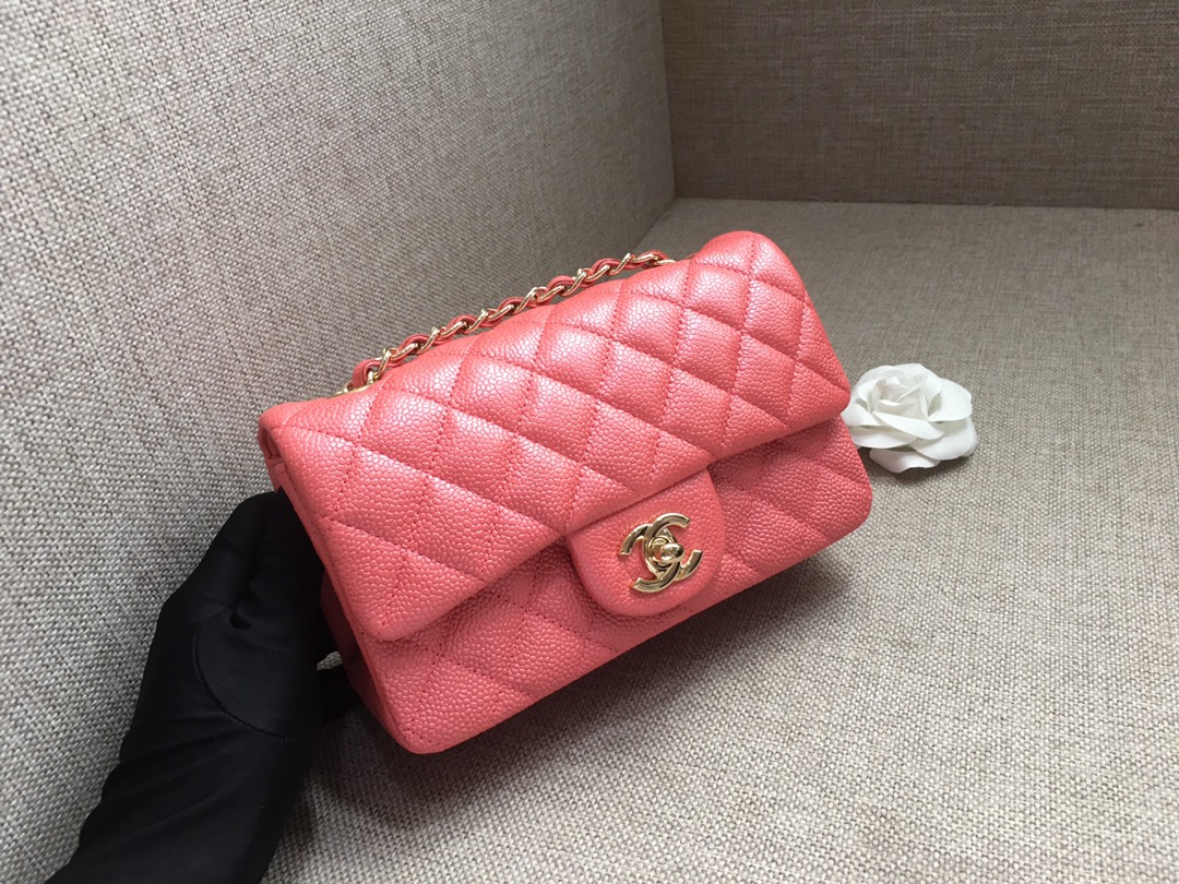 Small Classic Flap Caviar Bag A01116 Rose Pink/Gold